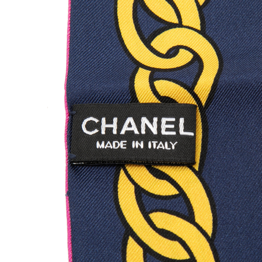 Pre-Loved Chanel Coco Charms Print Silk Slim Bandeau Scarf - Picture 3 of 6